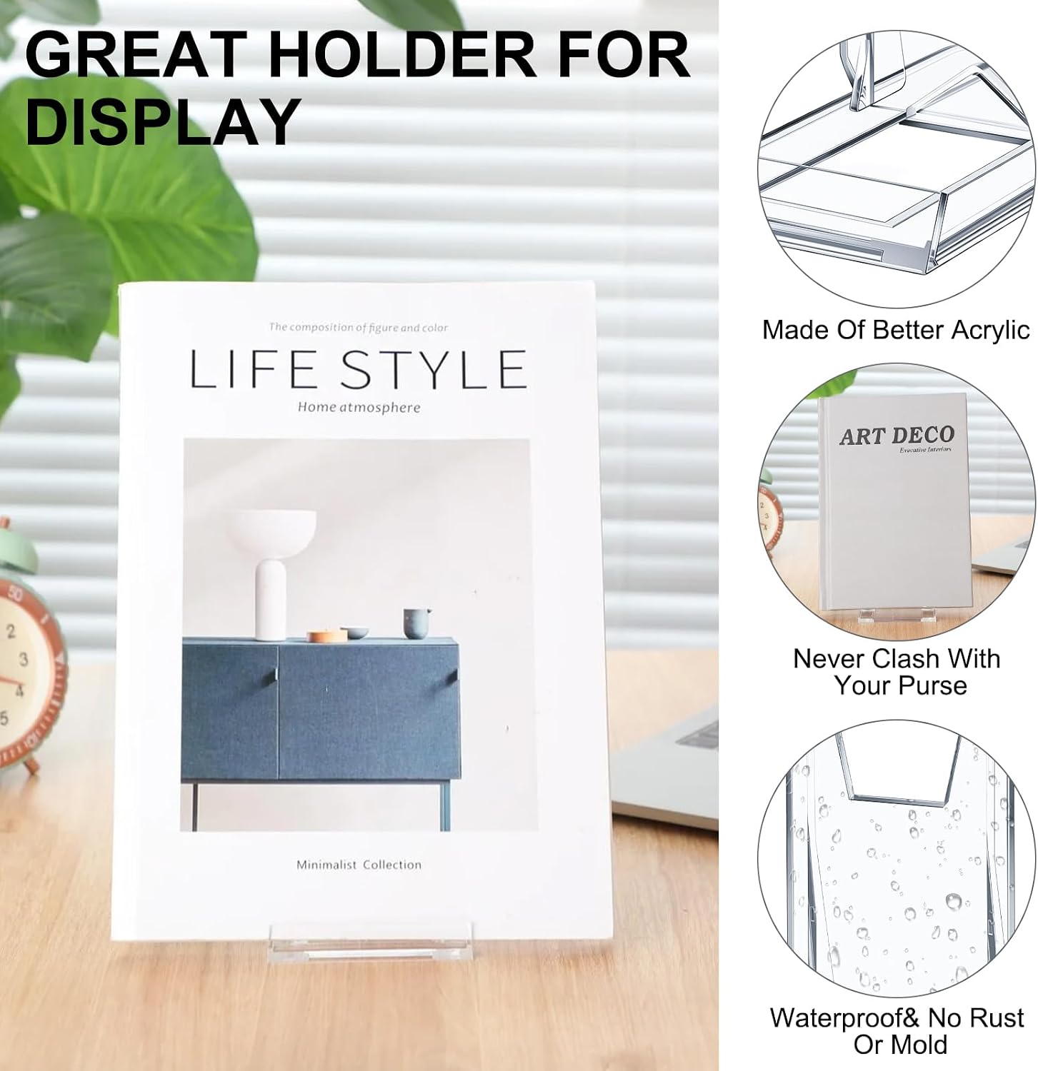 12 Pack Acrylic Book Stand for Display Adjustable Clear Display Holder Easel Collector Stand for Home Office Back to School Comic Album CD Magazine Postcard Artworks (5.91 x 6.1 x 3.15 Inch)