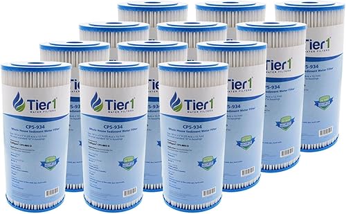 Tier1 Paquete de 12 cartuchos de repuesto de filtro de agua de sedimentos plisados de poliéster para toda la casa, compatible con Culligan