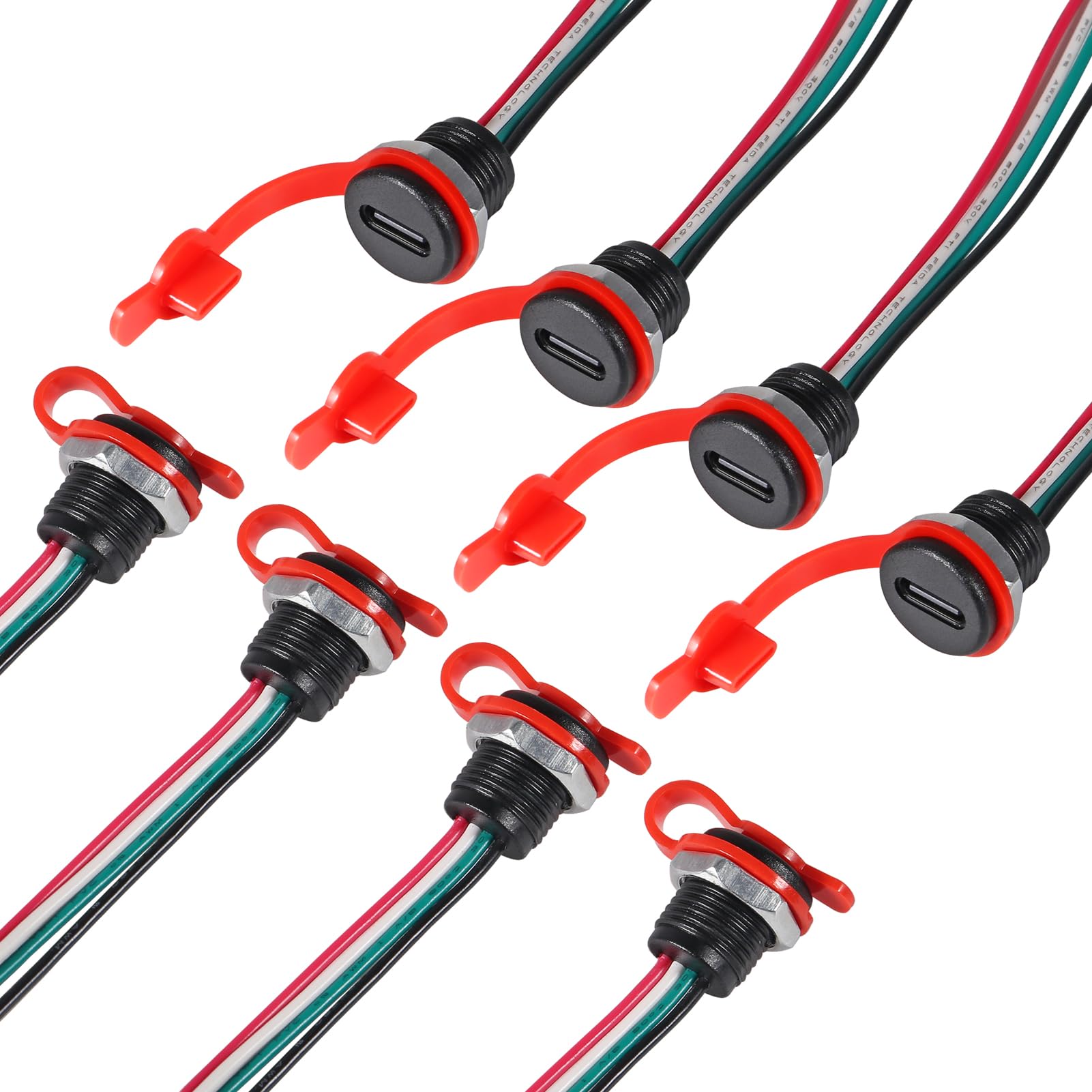 8pcs Type-C Female Socket Connector Waterproof Jack Female Charging Port 3A USB-C Charger Plug Socket(4pin Without Terminal)