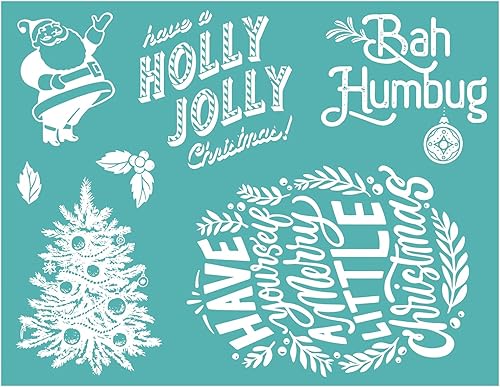 Miniatura 9 de BAOFALI Plantilla de serigrafía con temática navideña, impresión de serigrafía autoadhesiva reutilizable, para decoración/impresión