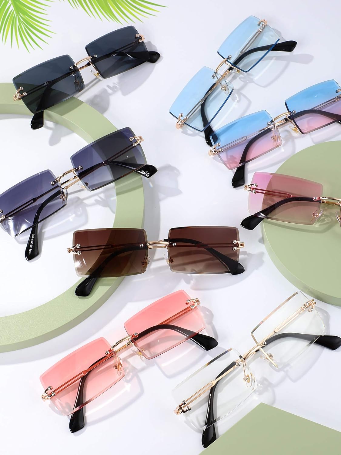 Weewooday 10 Pair Rimless Sunglasses Rectangle 90s Retro Trendy Y2k Sunglasses Frameless Square Glasses Eyewear for Men Women Romantic Color image 6 of 8 B08ZSJTYV3