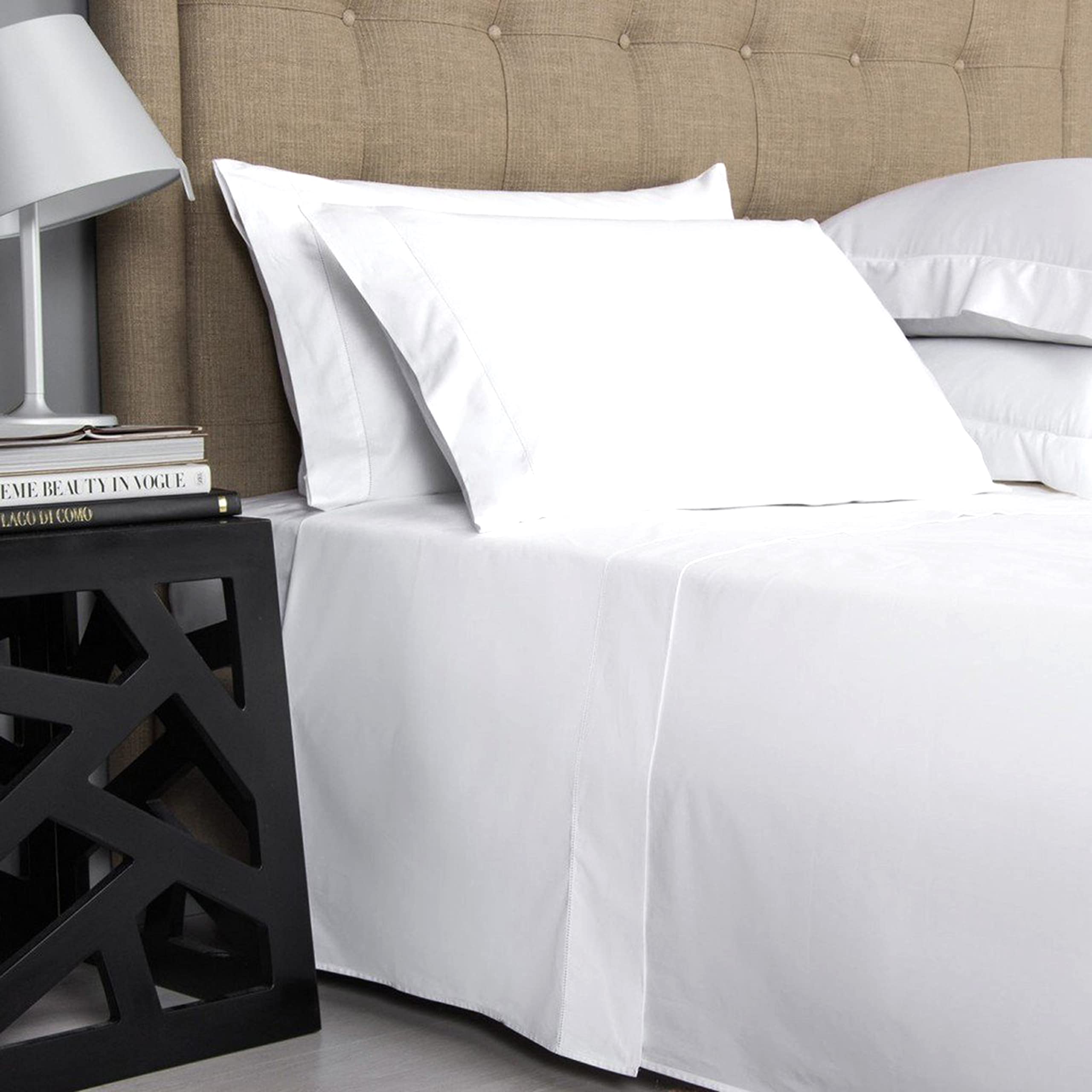 1200 Thread Count 100% American Supima Cotton 2 Standard Size Pillow Cases, Luxury Smooth Solid Sateen, Hotel Bright White - by Carressa Linen