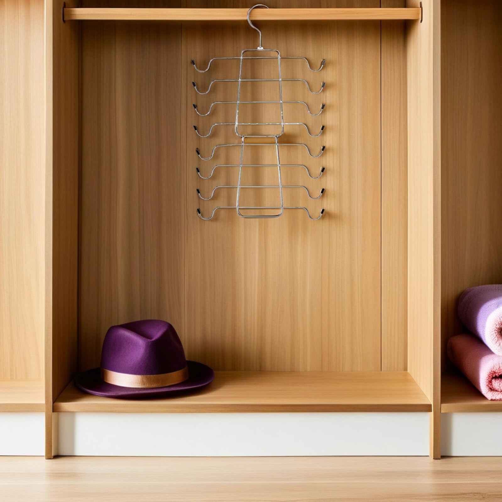 4 Stück Faltbare BH Aufhänger aus Metall mit 360° Drehbarem Haken Platzsparend für Kleiderschrank Organizer Vielseitig für BHS Tops Schals und Gürtel Silber