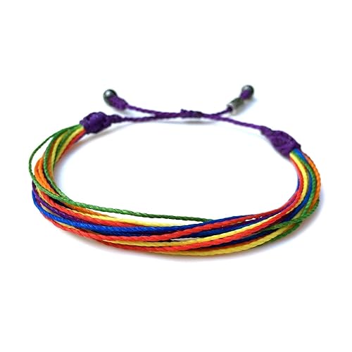 Pride Rainbow Bracelet Custom Sized for Men Women Teens and Kids - Woven String LGBTQ Pride Jewelry - Handmade Macrame Pride Friendship Bracelets by