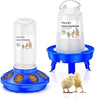 Tiflev Chick Feeder Waterer Set: 0.3Gal Feeder & 0.4Gal Waterer, 3 Adjustable Heights, Wide Base, Blue - Perfect for Baby Chicks