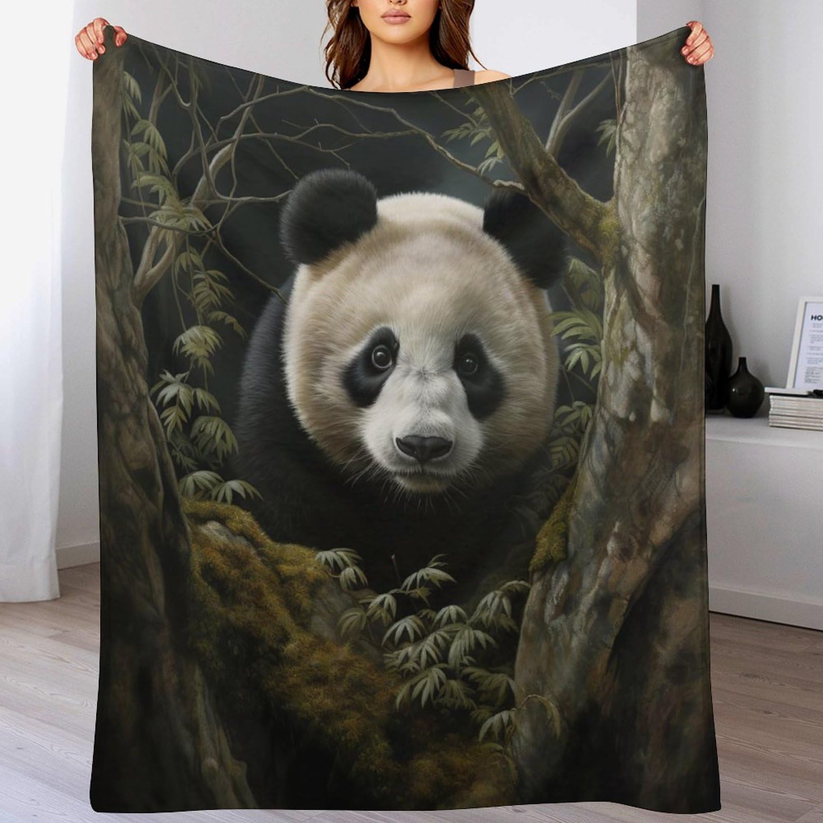 Couverture en flanelle super douce plaid panda lit double 180x200 cm