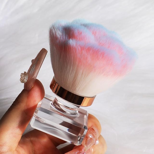 ANGNYA Nail Dust Brush Pink Rose Soft Duster Brush Art Dust Powder Remover Makeup Manicure Brushes Clean Up