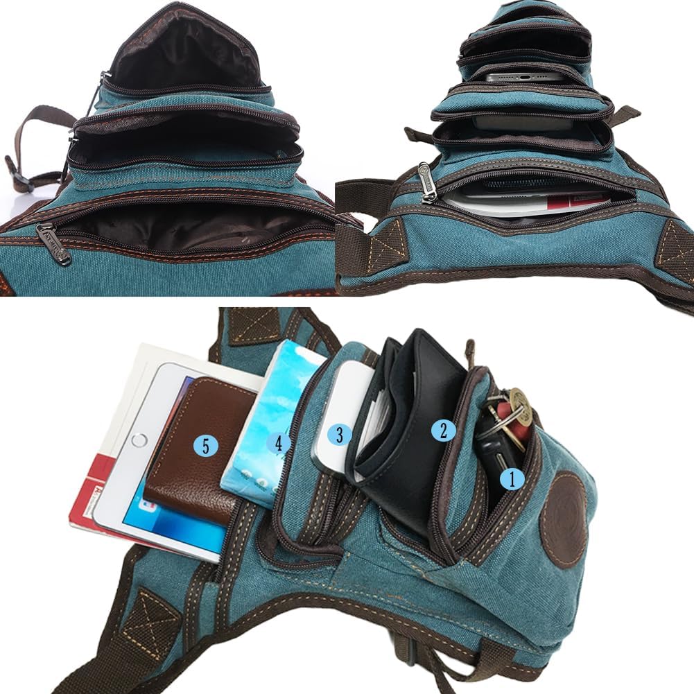 Leg Bag Thigh Bag Motorcycle Riding Drop Leg Bag Fanny Pack Canvas Fanny Pack One Shoulder Waist Side Leg Bag Light Blue
