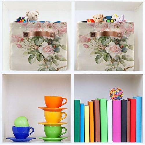 Miniatura 7 de ALAZA Caja de almacenamiento plegable con diseño floral de rosas vintage con asas para estantes, armario, sala de estar, dormitorio, oficina