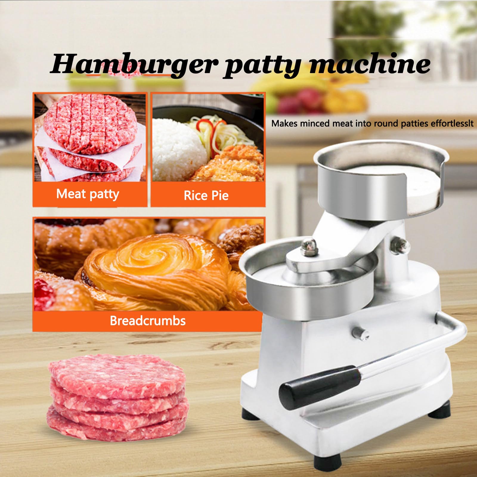 Hamburgerpresse, kommerzieller Burger-Patty-Maker, Hamburger-Beef-Patty-Maker, robuste Burgerpresse aus Edelstahl, Fleischformer für Küchenrestaurants, einfache Reinigung