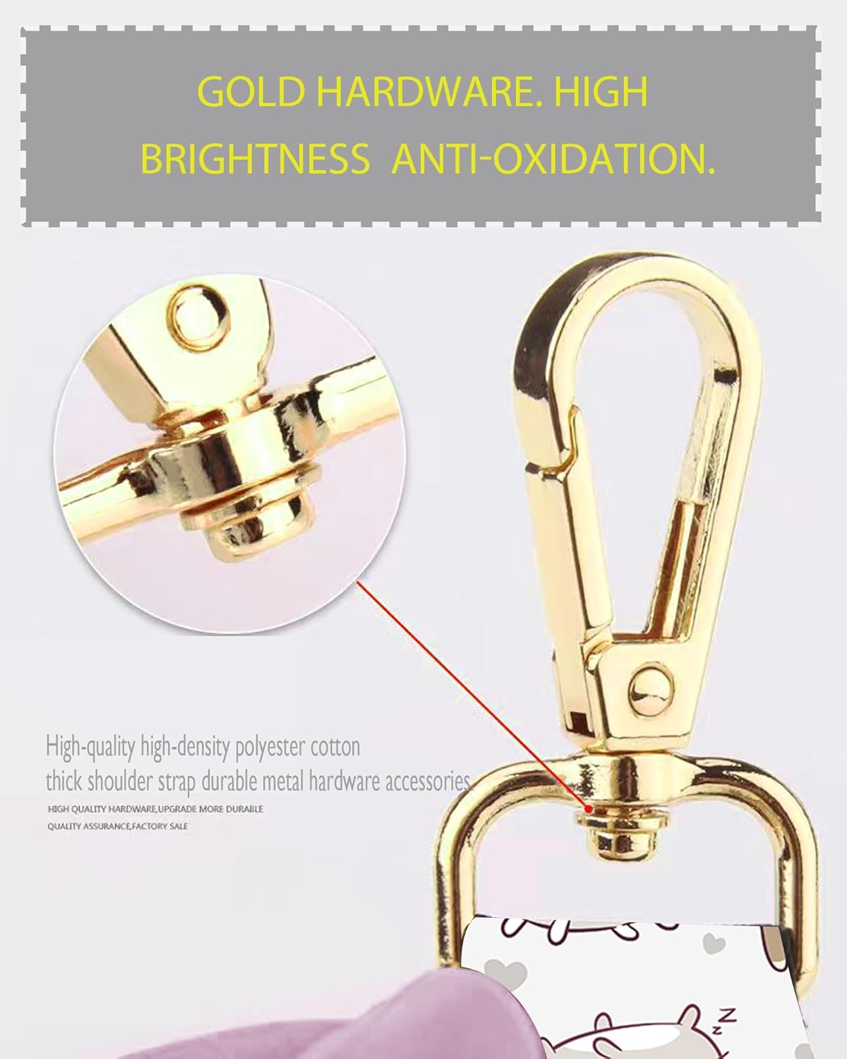 Purse Strap Replacement Belt Crossbody 1.5" Wide Golden Buckle Cute Shoulder Strap Durable Adjustable Guitar Straps for Canvas Bag Handbag Cute Colorful Cats - Image 2