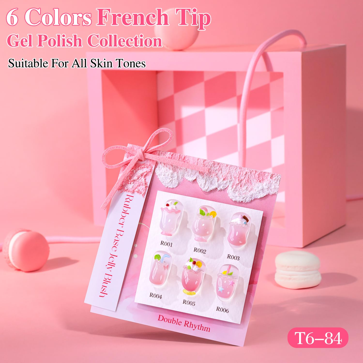 Rubber Base Gel Polish Set Nail Strengthener Builder Gel 6 x 15 mL