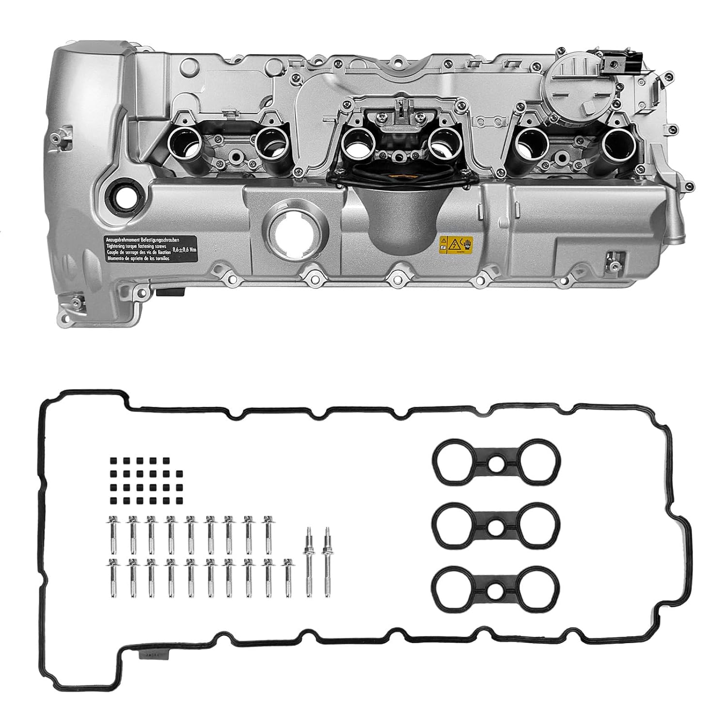 High Soar 11127552281 All Aluminum Valve Cover & Gasket Kit Upgrade Performance Compatible with 2006-2013 BMW128i 323i 328i 528i X3 X5 N52 N51