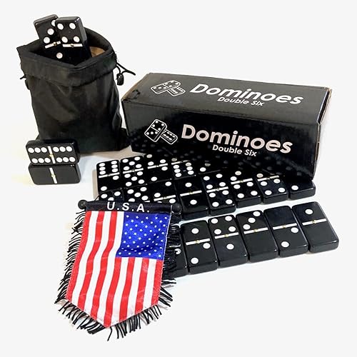 Miniatura 4 de Juego de dominó American Double Six con accesorios de bandera de Estados Unidos, ideal para regalos, diversión educativa y celebrar el patrimonio de