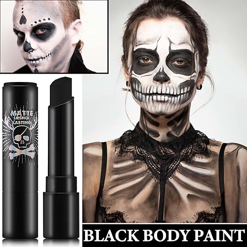 Miniatura 2 de Lápiz labial negro mate, maquillaje de ojo de payaso negro, barra de pintura corporal para béisbol, sóftbol, fútbol, profesional pigmentado en crema