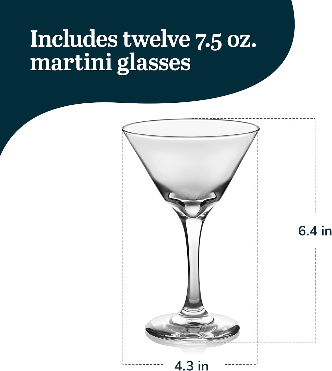Libbey Martini Party Glasses, 7.5-ounce, Set of 12