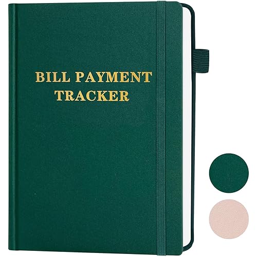 Bill Organizer with Back Pockets - Monthly Bill Payment Checklist with 2280 Billing Records, Bill Paying Organizer with Pockets 2025, Bill Tracker Notebook for Expenses and Money Savings, Green