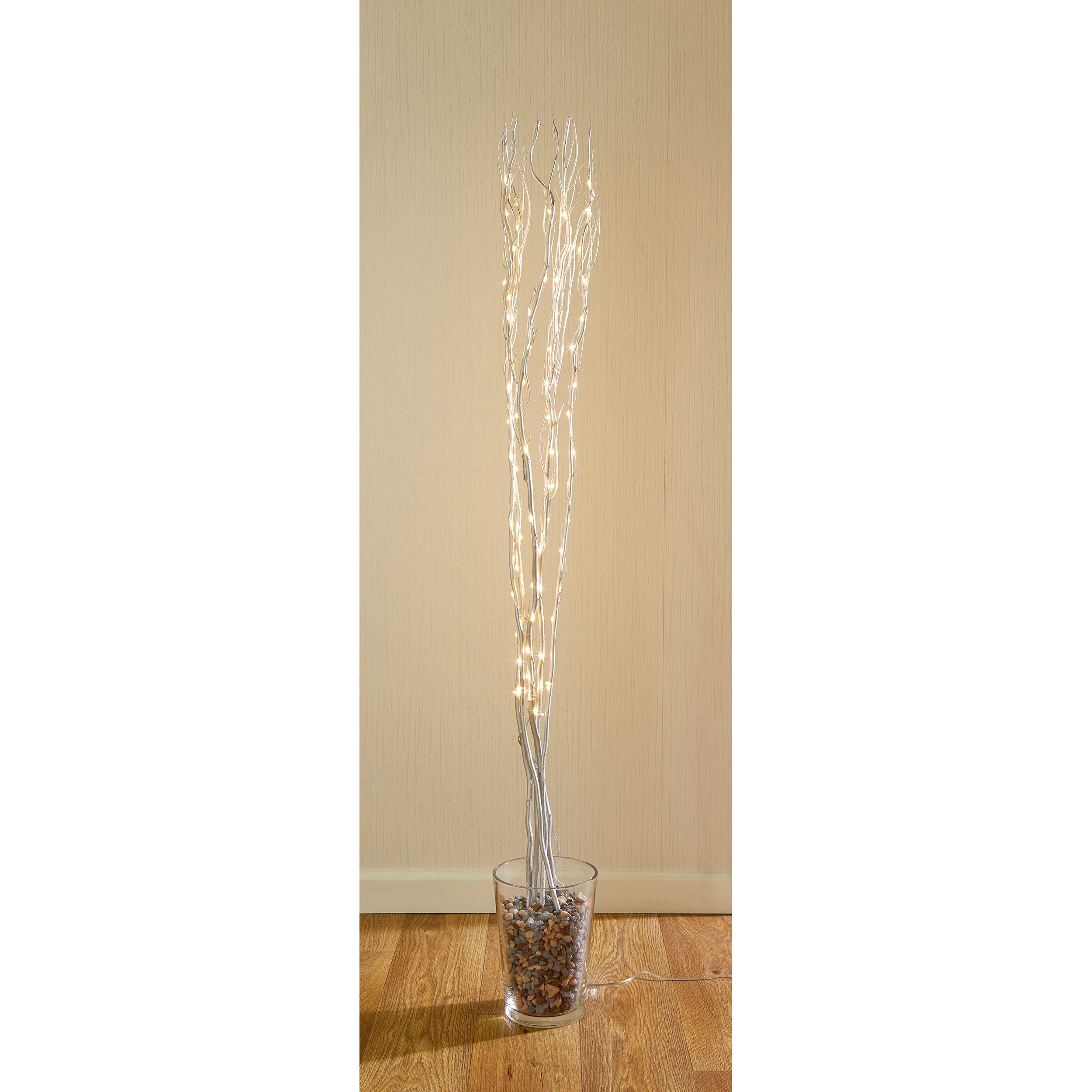 Premier 1.2m Silver Twig with 80 Rice Lights Christmas Lights LV081488
