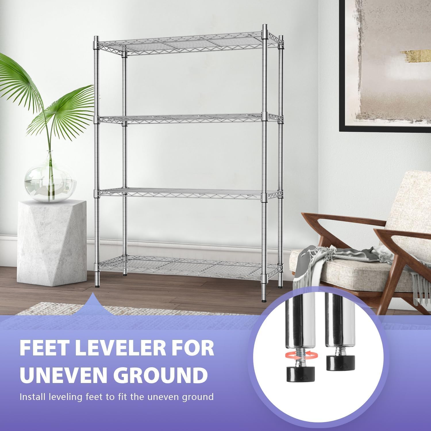 YRLLENSDAN Heavy Duty 4-Tier Wire Shelving Unit – NSF Certified Adjustable Metal Storage Rack for Kitchen, Garage, Pantry – 1000 lbs Capacity – 36" W x 14" D x 54" H