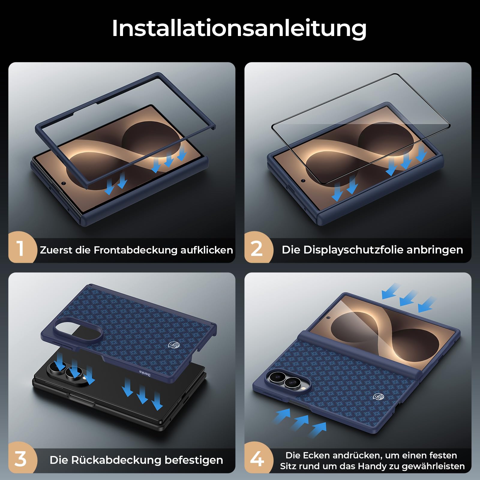 BENKS ArmorGrid Pro für Samsung Galaxy Z Fold 8 Hülle für MagSafe | Stoßfeste Kevlar-TPU Schutzhülle, Militärischer Fallschutz, Scharnierschutz, Starke Magnetkraft und Sicherer Halt