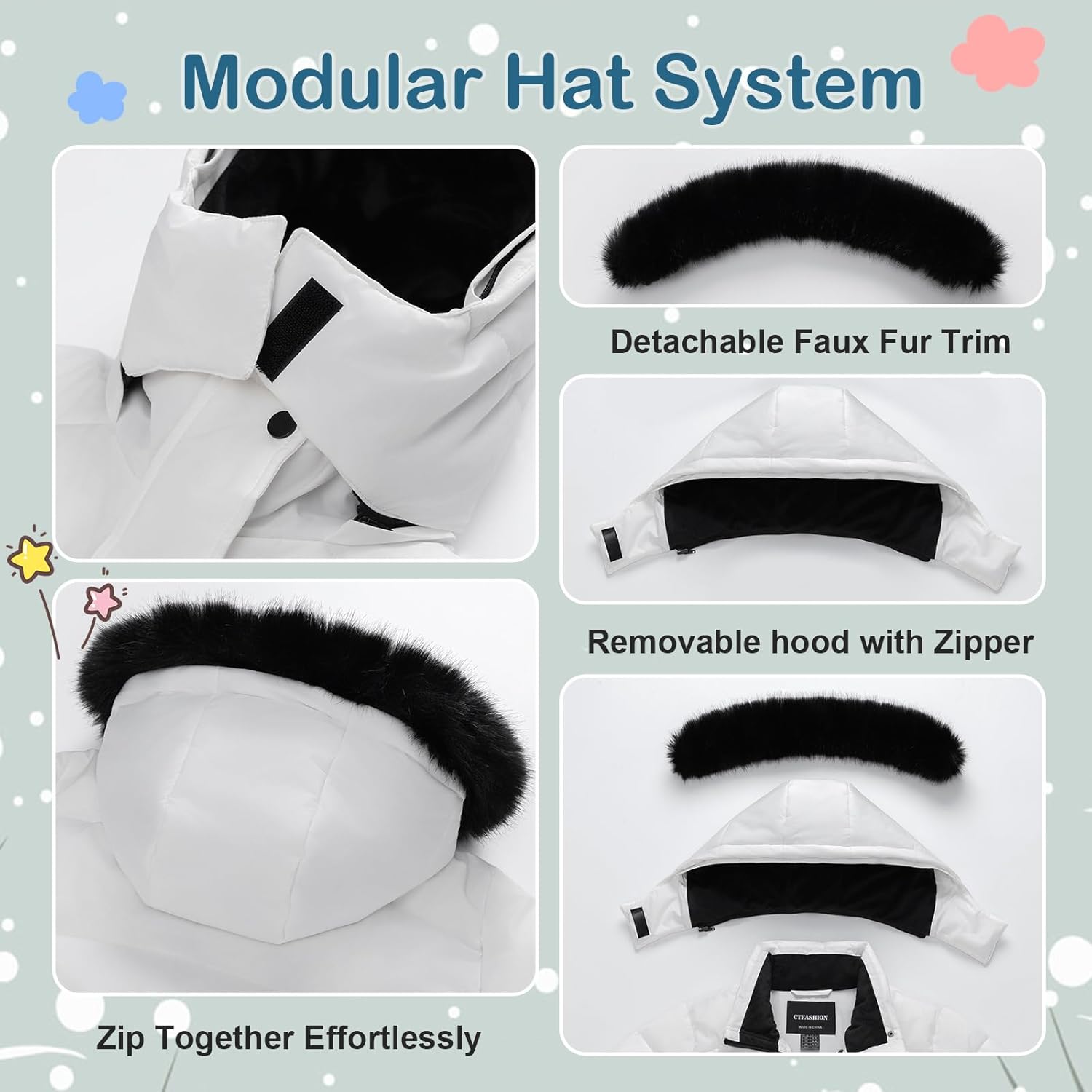 Girl's Puffer Jacket Kids Long Winter Coat Heavyweight Ski Parka Warm Fleece Outerwear with Removable Fur Hood - Image 7