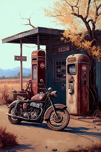 Rompecabezas de 1000 piezas para adultos, estación de llenado de motocicleta, regalo de rompecabezas de estilo vintage, decoración de sala de estar