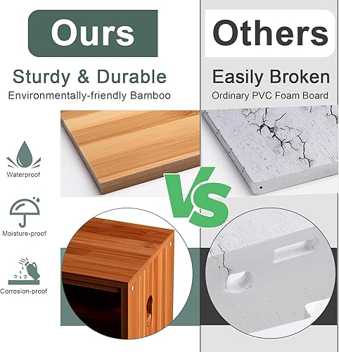 Vista 12 de AmazerBath Armario de almacenamiento de papel higiénico de bambú, soporte de papel higiénico con almacenamiento para espacios pequeños, gabinete