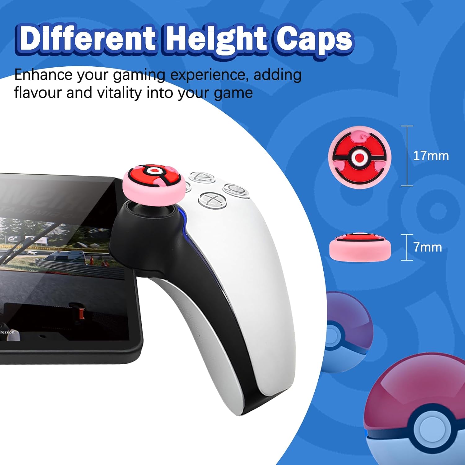 DLseego Thumb Grips Caps for PlayStation Portal, Full Protection Anti-Slip & Anti-Scratch Anti-Fingerprint Protective Cartoon Button Cover 4 Thumb Stick Caps for PlayStation Portal Remote Player Poke