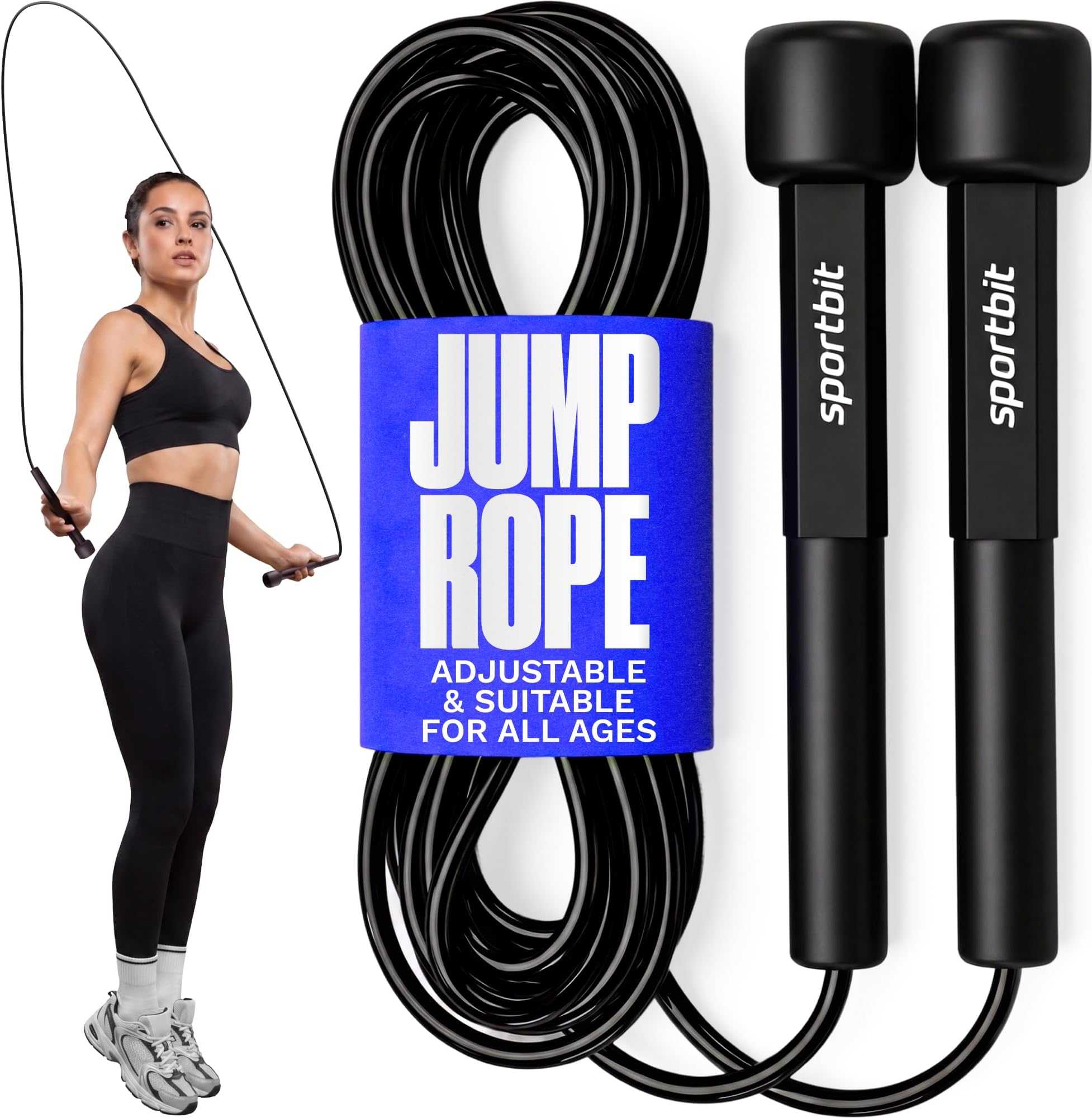 SPORTBIT Adjustable Jump Rope for Fitness and Exercise – Skipping Rope for Cardio, Boxing, and Weight Loss – Speed Rope perfect for Men & Women