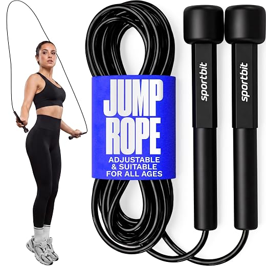 SPORTBIT Adjustable Jump Rope for Speed Skipping. Lightweight Jump Rope for Women, Men, and Kids. Skipping Rope for Fitness. Speed Jump Rope for Workout, Women Exercise.