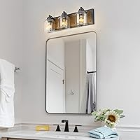 Vista 9 de Vanity Lights for Bathroom Large 23", Farmhouse Rustic Vanity Light with Bubble Glass Shades, Brown 3 Light Bathroom Lighting Fixtures Over Mirror
