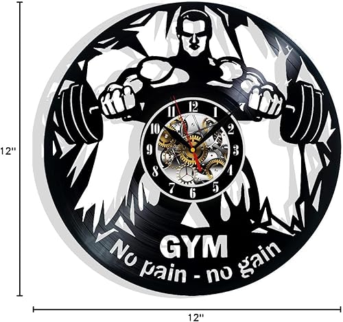 Miniatura 6 de Reloj de vinilo para gimnasio, decoración de pared, idea de regalo, reloj de pared para gimnasio, levantador de pesas, sala de hogar, culturista,