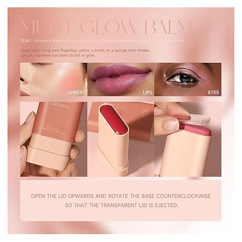 Miniatura 4 de Palito de rubor para mejillas y labios, rubor brillante sobre la marcha, tinte sólido hidratante para mejillas, barra de maquillaje multiusos,