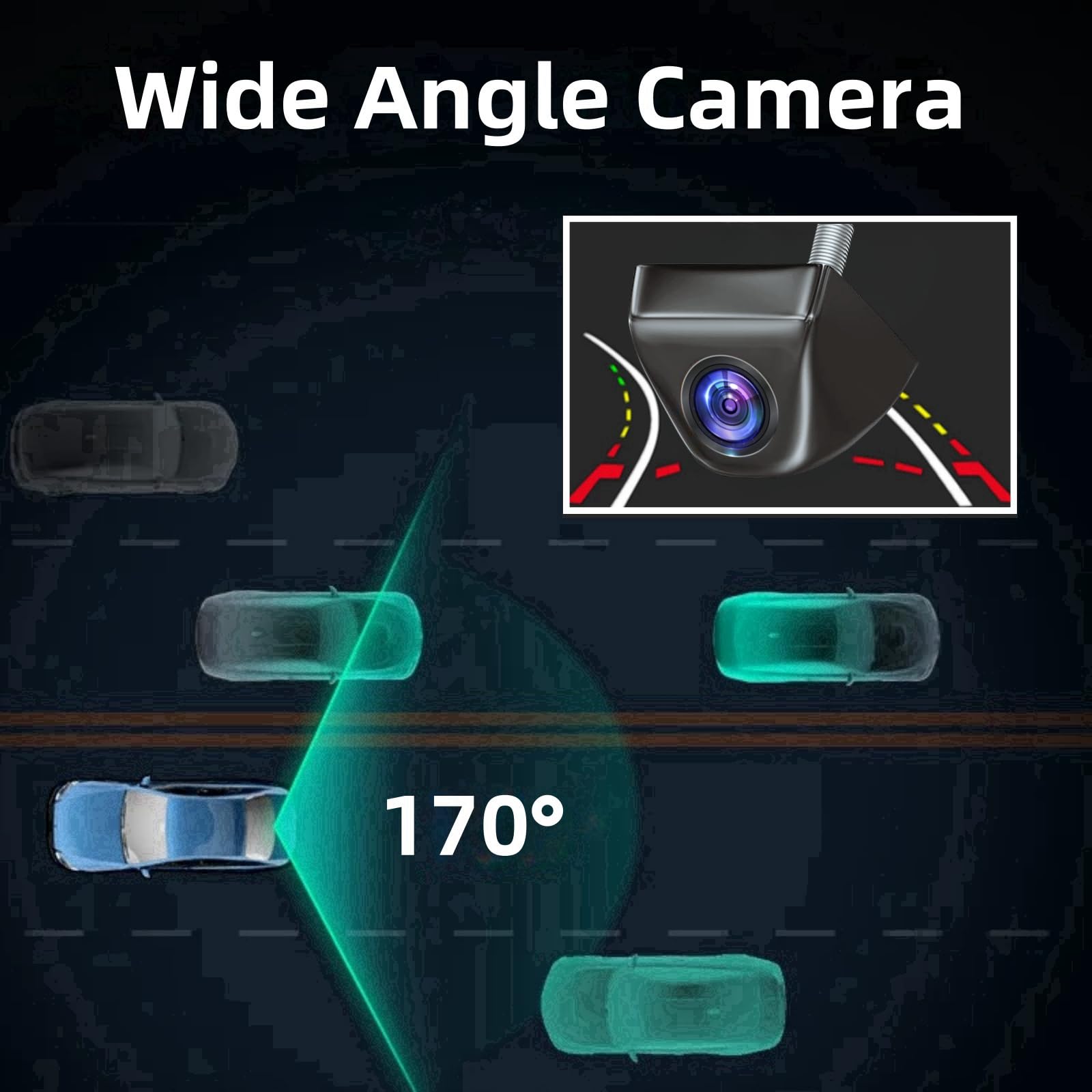 HD1080P/NTSC Cámara Trasera Frontal para Coche, IP68 Cámara de Marcha Atrás a Prueba de Agua con Visión Nocturna Clara, Ancho Angulo de Visión de la Cámara de Seguridad para Camiones RV Pickup