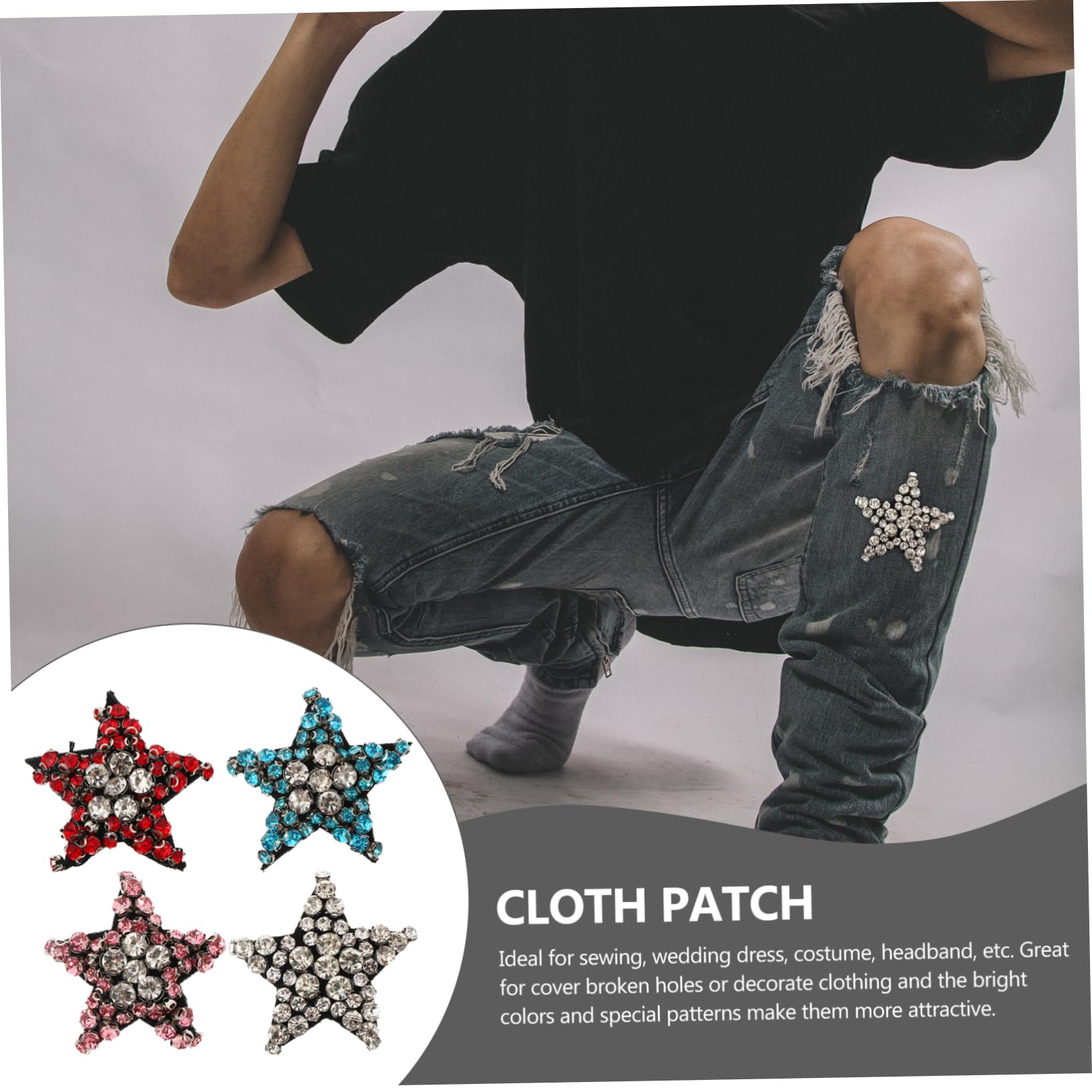 OSALADI 2 Set Del Pentagramma Schiaccianoci Ansimare Calore Numero Adesivo Gemma Toppe Per Giubbotti Toppe Per Jeans Patch Di Stelle Glitterate Adesivo Per Cucire Tessuto 12 Pezzi*2
