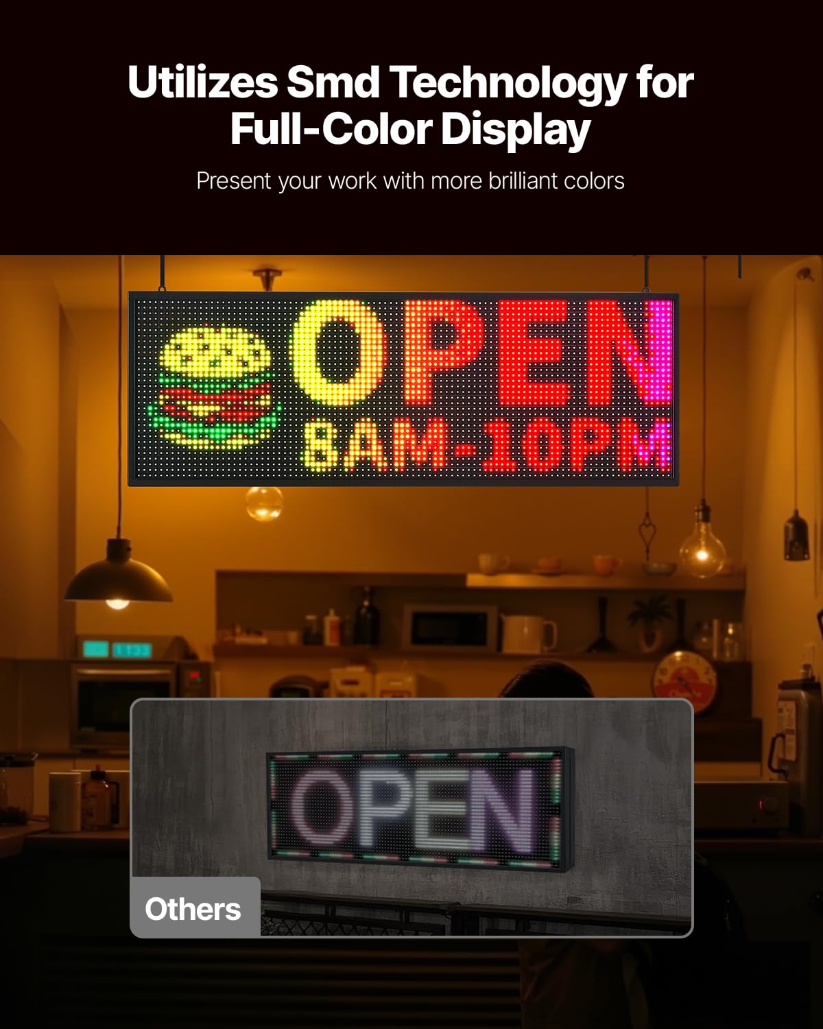 VEVOR Letrero LED Programable 99 x 35 cm Panel Digital Flexible Desplazable a Todo Color Tablero de Visualización con Patrón de Texto Personalizado Control de Aplicación Bluetooth para Publicidad