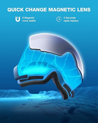 Miniatura 3 de ZIONOR X4 - Lentes de esquí con mica magnética. Lentes de snowboard para hombres o mujeres, para adultos
