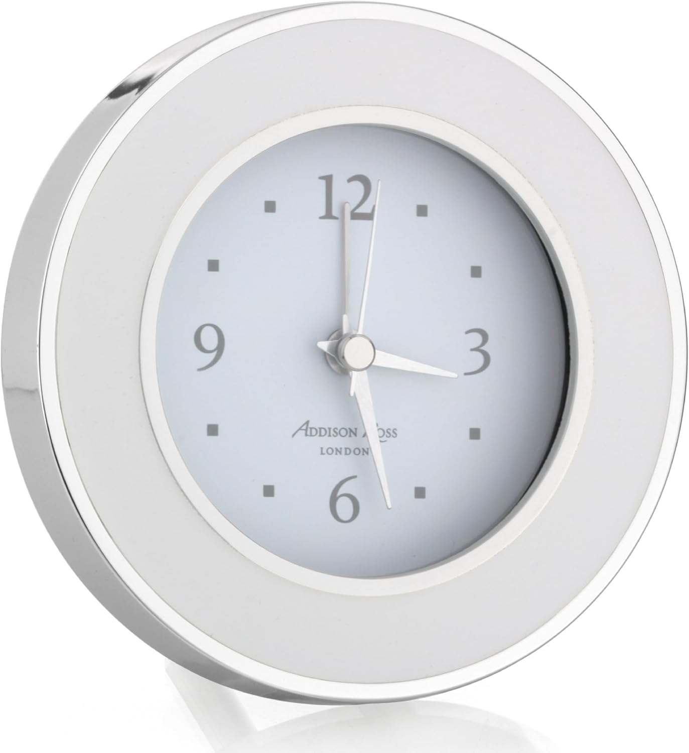 White & Silver Enamel Round Alarm Clock