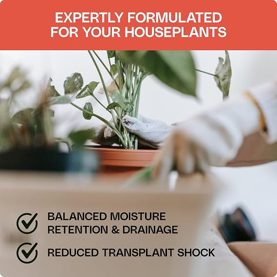 Flourish Plant Organic Houseplant Soil 4 qt Potting Mix for Indoor Plants, Boosts Roots & Reduces Transplant Shock, with Peat for Moisture Retention, USA Made