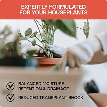 Flourish Plant Organic Houseplant Soil 4 qt Potting Mix for Indoor Plants, Boosts Roots & Reduces Transplant Shock, with Peat for Moisture Retention, USA Made