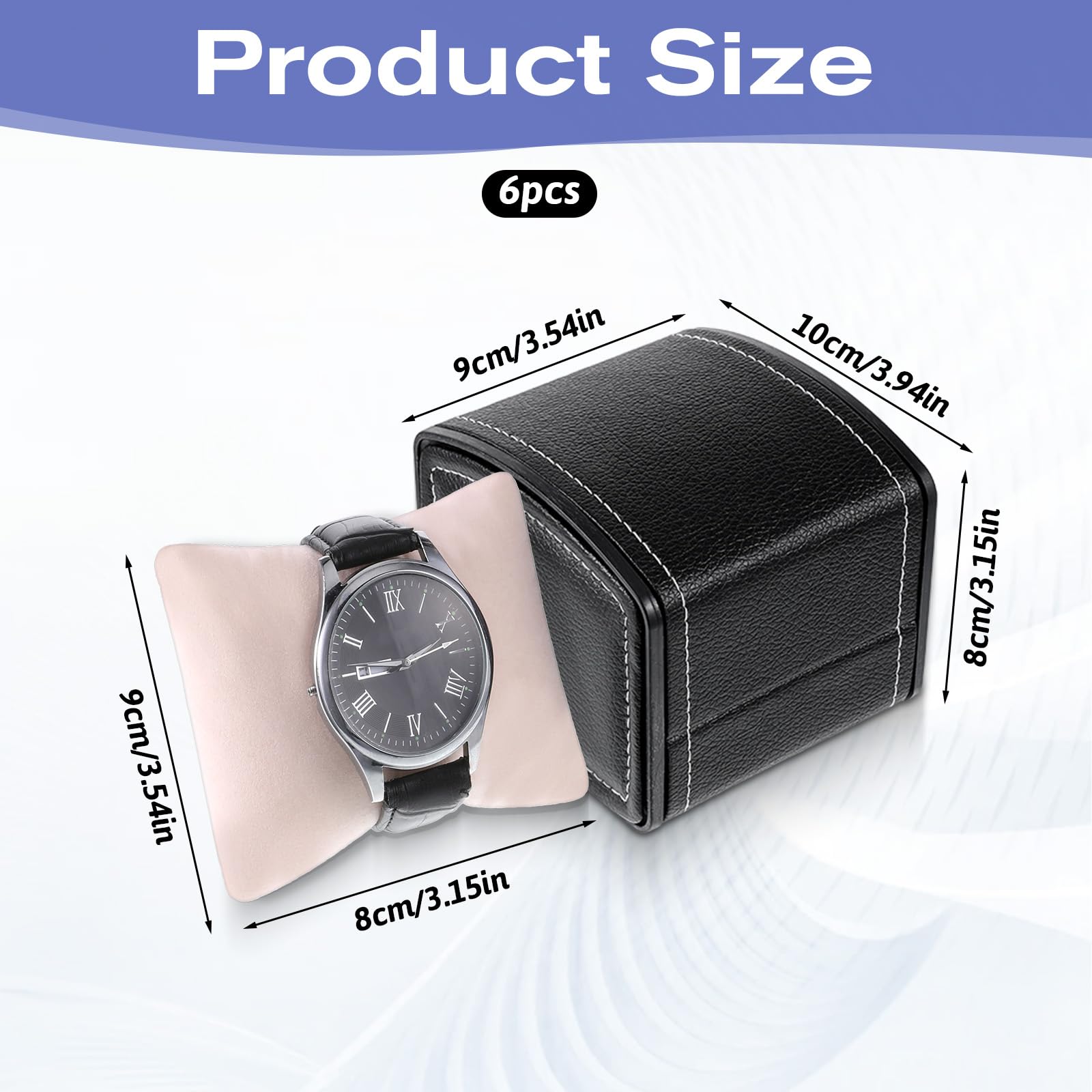 6 PCS Single Watch Case, Watch Gift Box PU Leather Bracelet Boxes Dust-Proof Bracelet Jewelry Gift Box Used for Jewelry, Watches Bracelets Gifts Packaging, Storage and Display-Black
