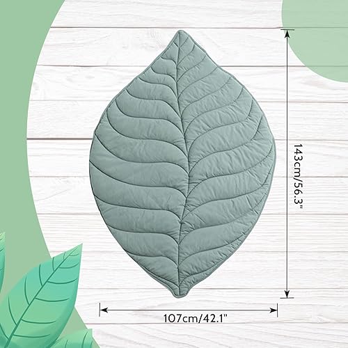 Miniatura 3 de Yuehuam Tapete de juego de algodón para bebé, tapete para cuarto de bebé, tapete para gatear, tipo hoja, tapete de actividad para decoración