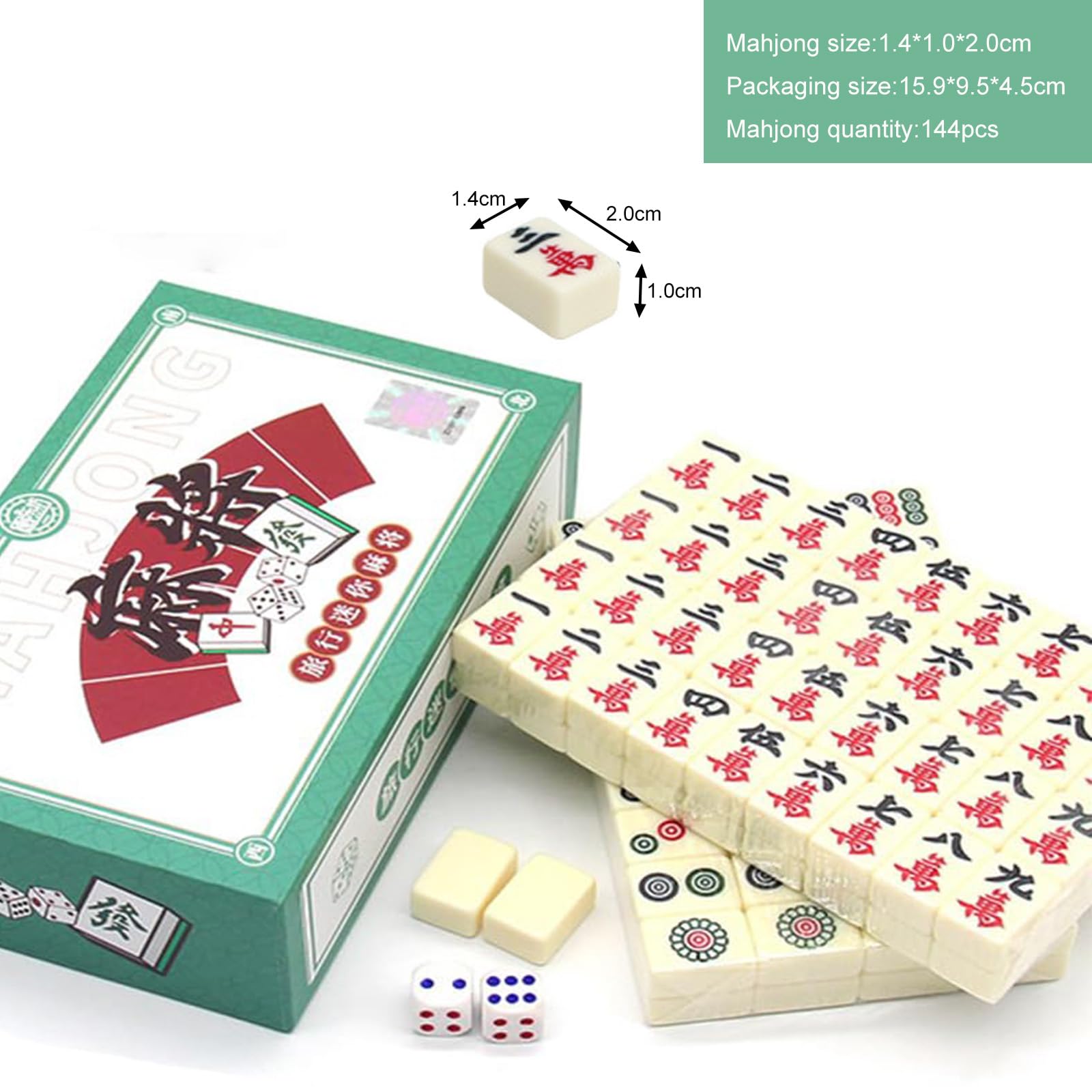 Mini Mahjong Set, Mahjong Set Portable with 2 Dice, Mini mahjong, Mahjong Set Portable, Mahjong Travel Set - Image 2