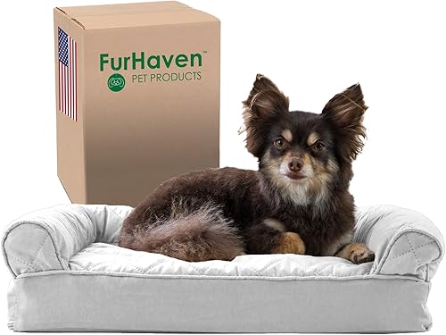 Miniatura 30 de Furhaven Cama para perros de espuma viscoelástica para perros medianos/pequeños con refuerzos extraíbles y funda lavable, para perros de hasta 35