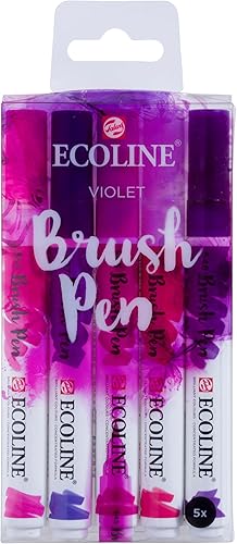 Ecoline Brush Pen Set de 5 Rotuladores de Acuarela Líquida - Tonos Violeta | Rot