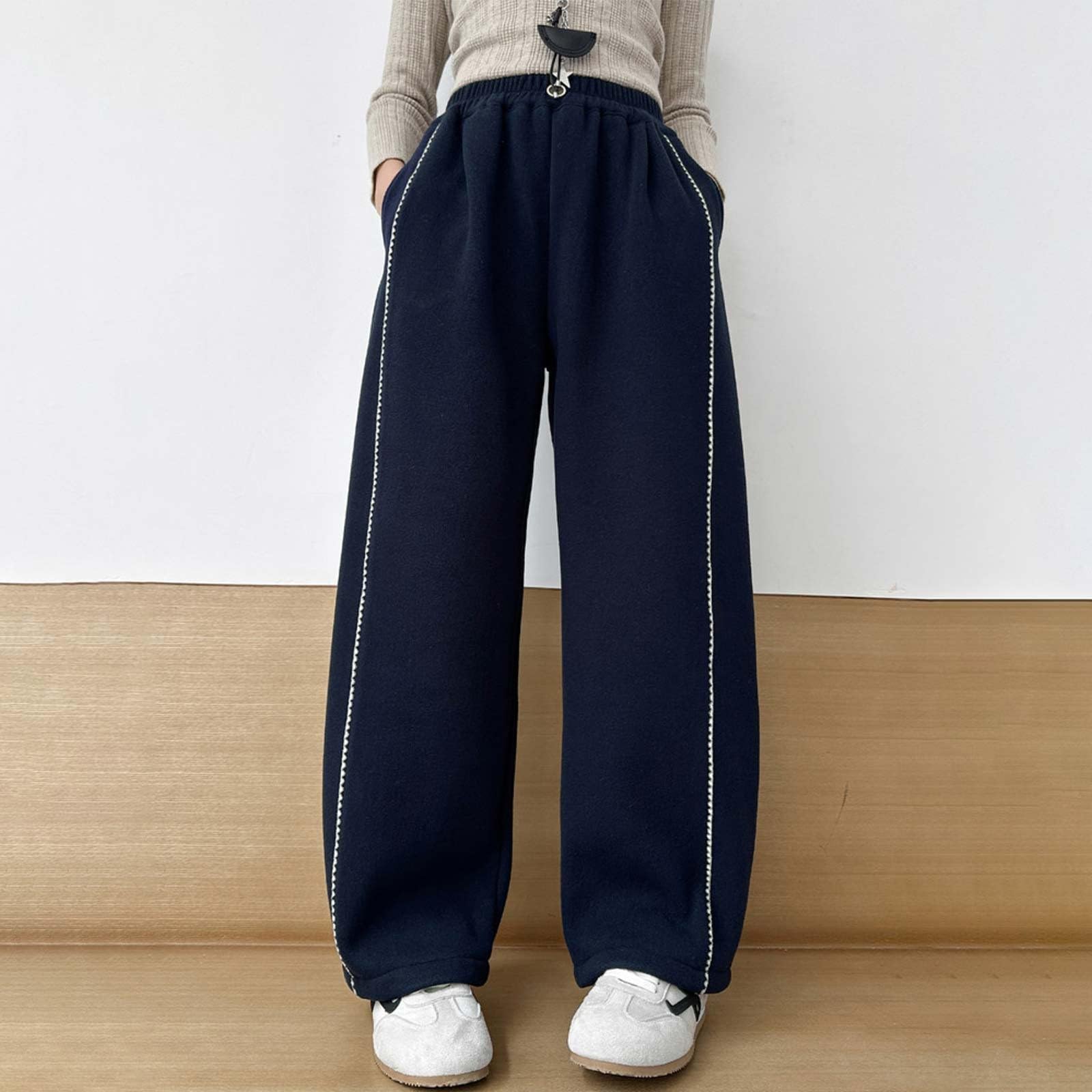 Baggy Trainingshose Mädchen Hohe Taille Weites Bein Joggingshose Kinder High Waist Elastischer Bund Yogahose Kids Y2K Streetwear Lässig Wanderhose Girls