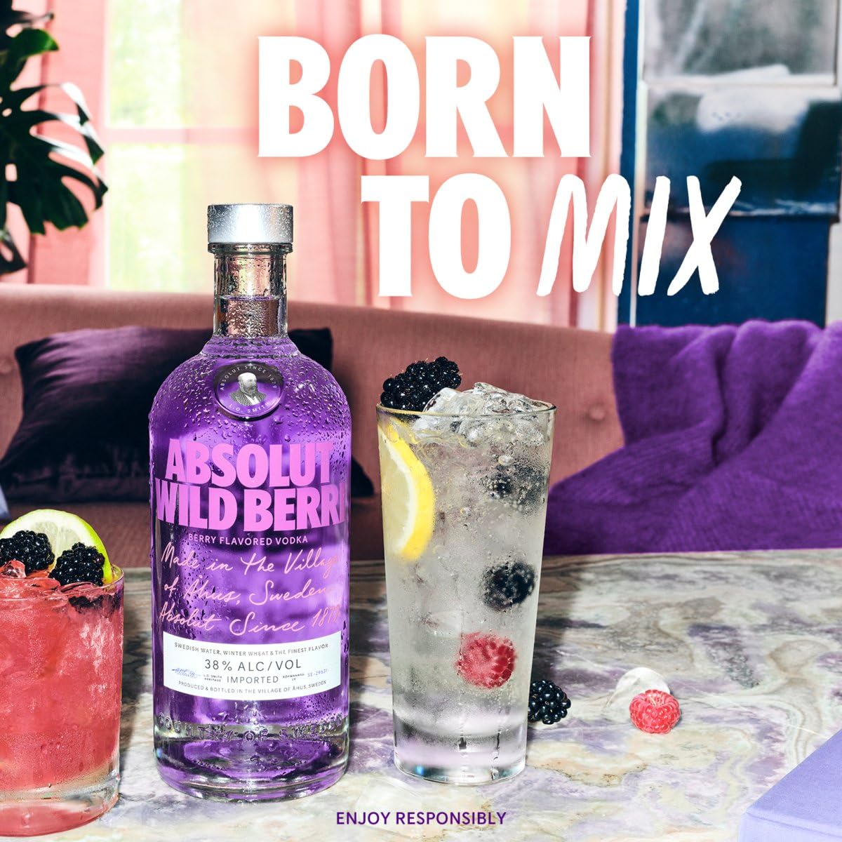 Absolut WILD BERRY Flavored Vodka 38% Vol. 0,7l