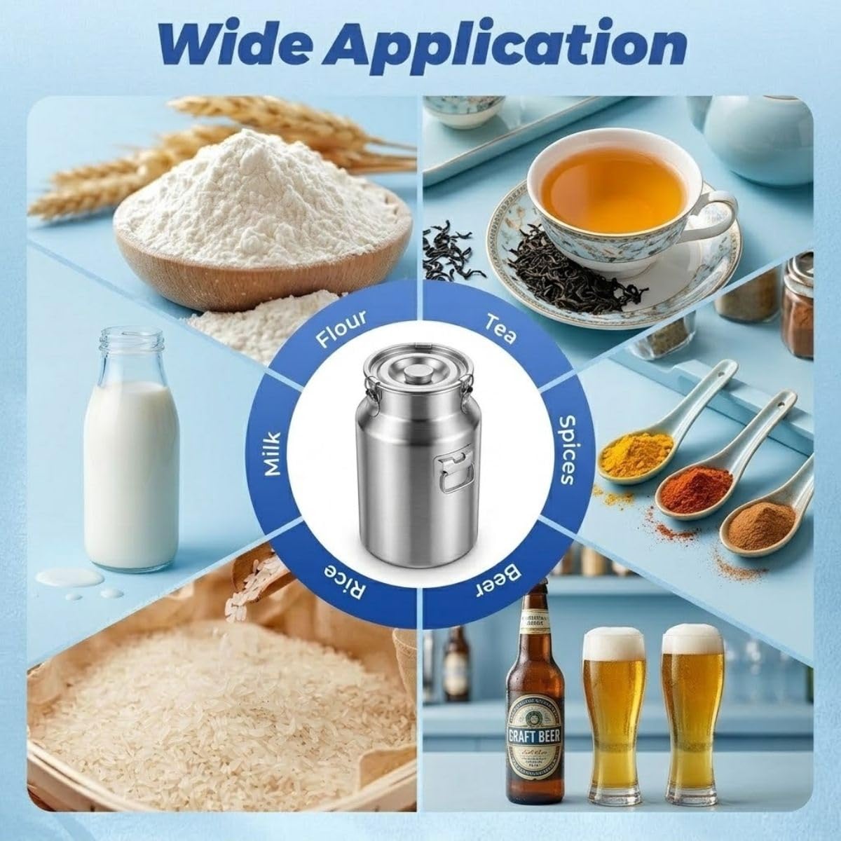 14L Jarra con Grifo Lechera Acero Inoxidable 201 Bidón Transporte Leche | 5-100L Cubo de Acero Inoxidable 201 Barril Aceite Recipiente para Lácteos Transportar Líquidos Agua(No Spigot,35L)
