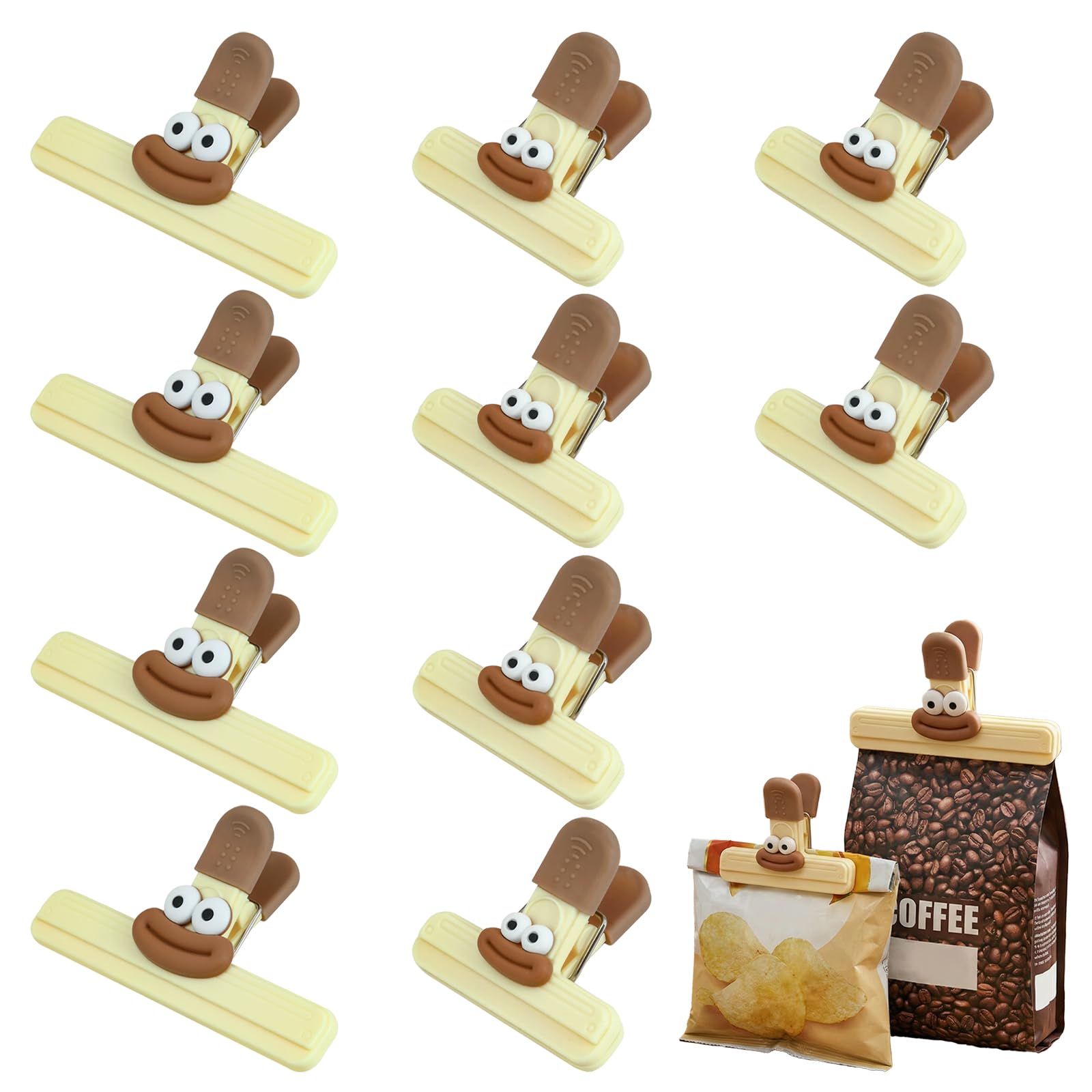 Bag Clips for Food Storage, 10 Pcs Food Bag Clips, 2 Sizes Reusable Food Clips Bags Sealing Clips for Snacks Coffee Home Kitchen Sandwich (4 Large and 6 Small)