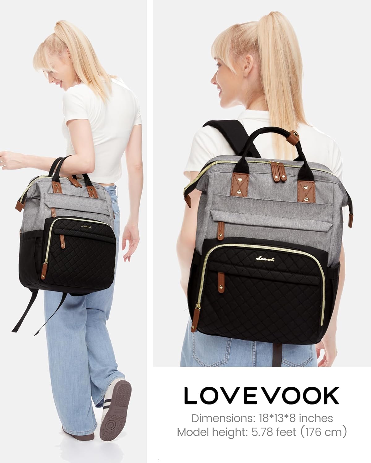 LOVEVOOK Laptop Backpack for Women, 17.3'' Waterproof Nurse Bag Teacher Work Backpack Purse for Women, Travel Computer Backpack for College Office Business Ladies - Image 4